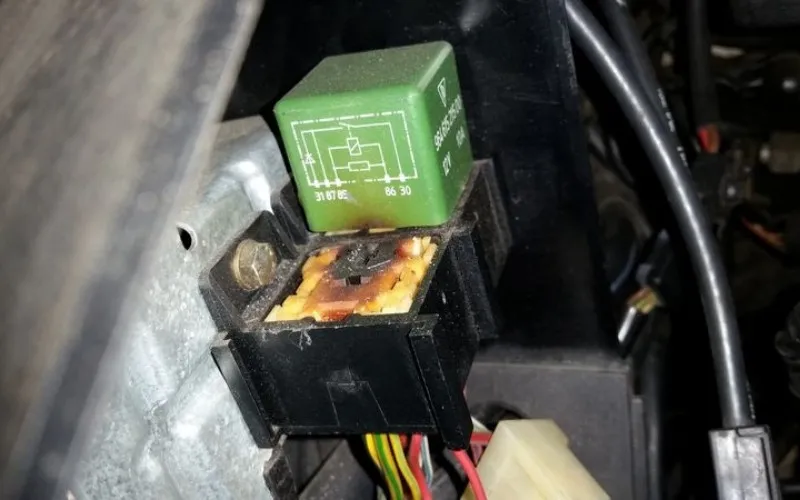 Burned relay block